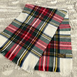 Kashmir finish white plaid winter scarf unisex